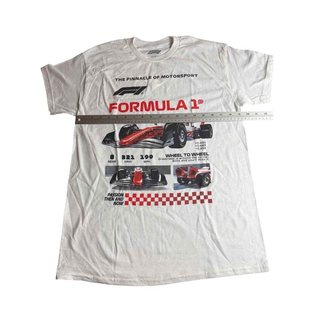 Formula 1 F1 Racing Graphic T-Shirt White Pinnacle of Motorsport Hybrid Mens M